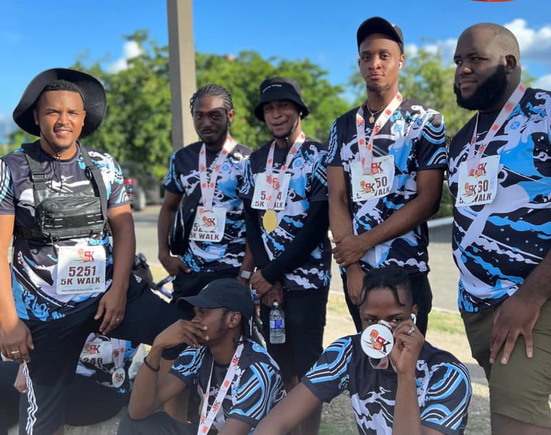 The Soccer Xpress team wearing custom sublimated jerseys at a 5K walk